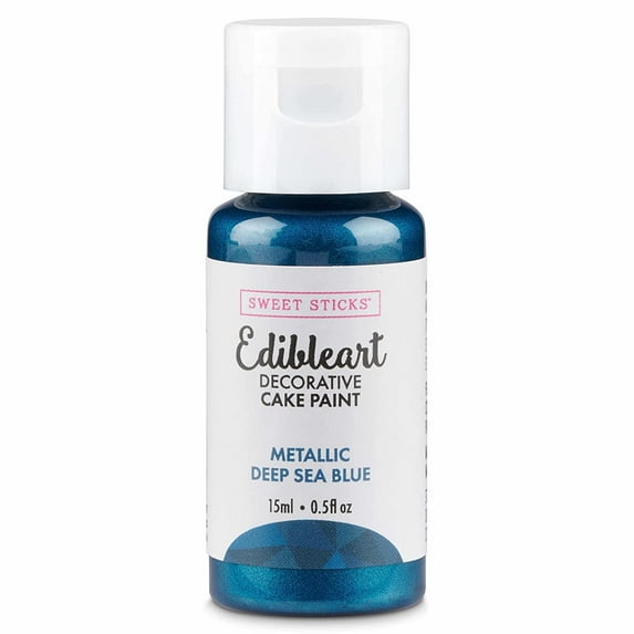 Sweet Sticks Edible Art Decorative Cake Paint 0.5 Ounce 15 Milliliters, Metallic Deep Sea Blue