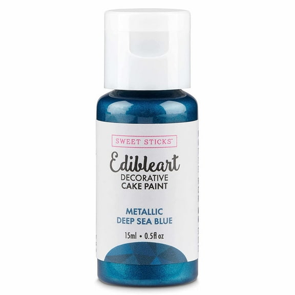 Sweet Sticks Edible Art Decorative Cake Paint 0.5 Ounce 15 Milliliters, Metallic Deep Sea Blue