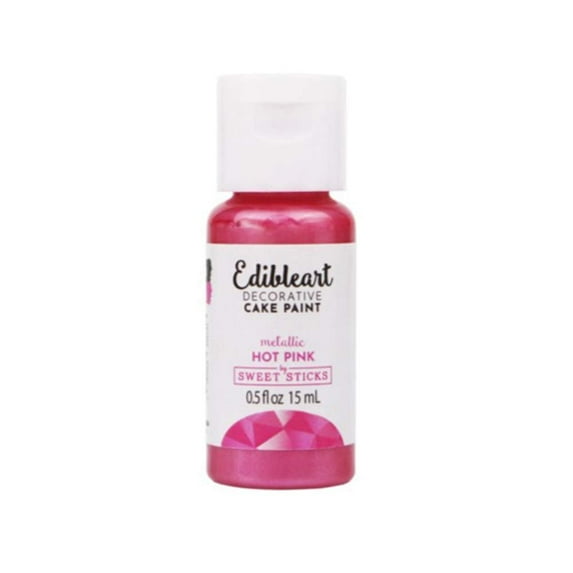 Sweet Sticks Edible Art Decorative Cake Paint 0.5 Ounce 15 Milliliters, Metallic Hot Pink