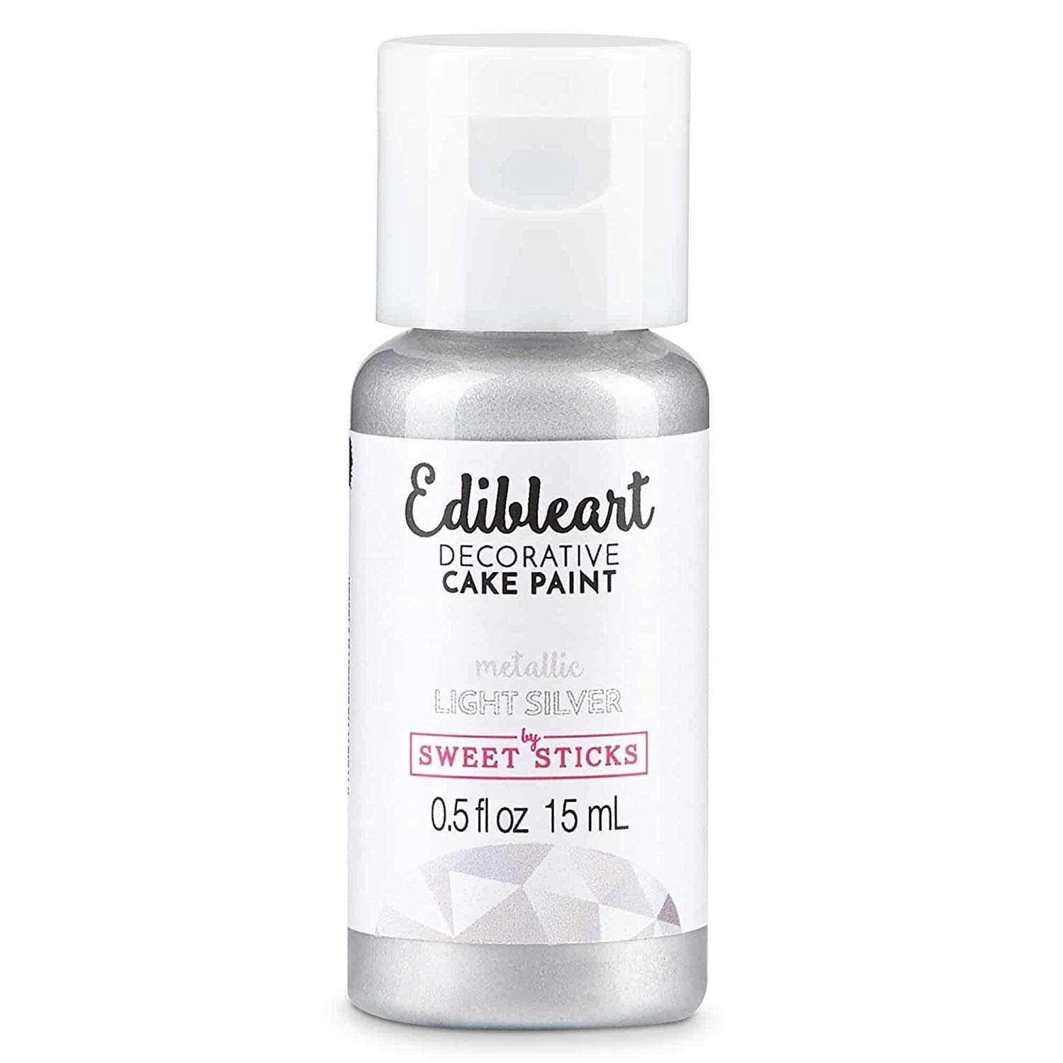 Sweet Sticks Edible Art Decorative Cake Paint 0.5 Ounce 15 Milliliters, Metallic Light Silver