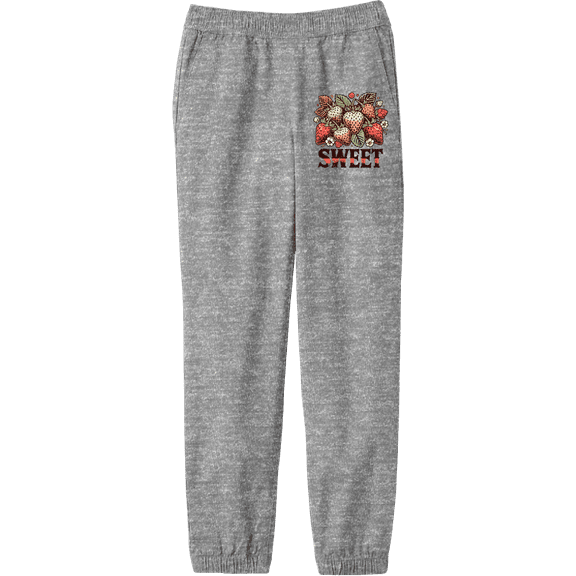 Sweet Strawberries Youth Heather Gray Jogger Pants-Medium