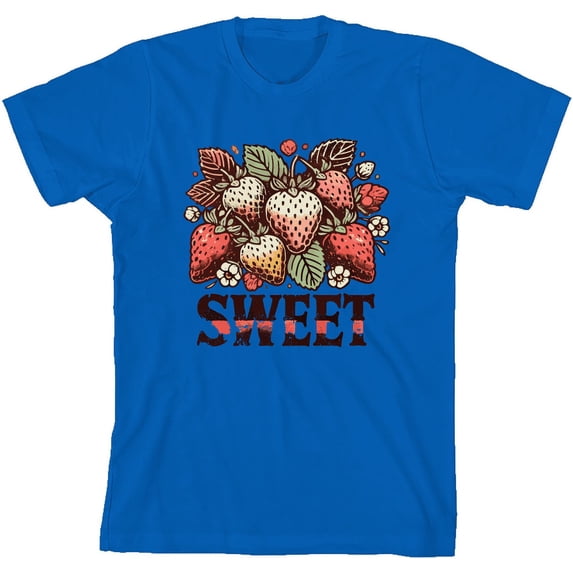 Sweet Strawberries Youth Natural Crew Neck Short Sleeve Tee-Medium