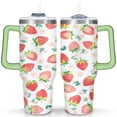 thumbnail image 1 of Sweet Strawberry Cake 40oz Tumbler - Stainless Steel Travel Cup with Handle - Fruity Watercolor Art for Office Workers, 1 of 8