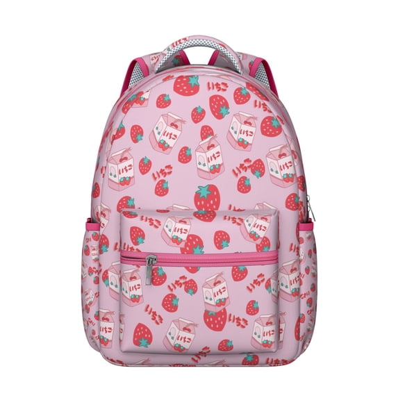 Sweet Strawberry Design Backpack - Durable & Trendy School Bag for College Students & Women, Roomy Laptop Backpack for Work & Travel, Ideal Strawberry Gift