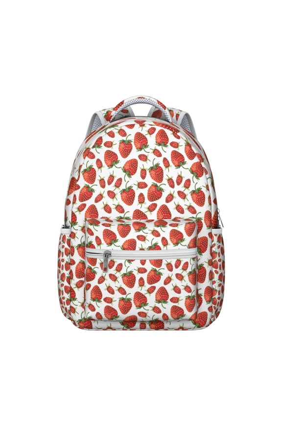 Sweet Strawberry Design School Backpack - Waterproof & Lightweight Bookbag with Spinal Support for College Students & Commuters