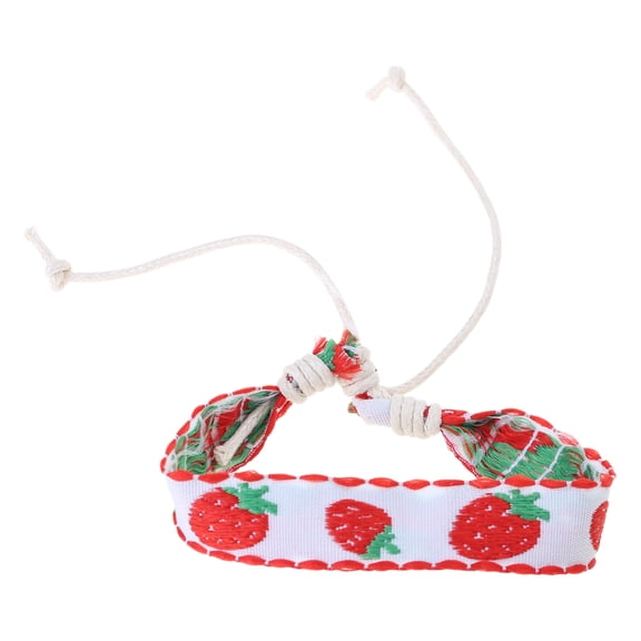 Sweet Strawberry Flower Weave Handmade Embroidered Jewelry Ethnic Wristband Unique Gift