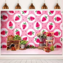 Sweet Strawberry Fruit Portrait Backdrop for Photography Kids Birthday Backdrop Summer Fruits Party Decorations Newborn Baby Shower Background Cake Smash Portrait Decoration