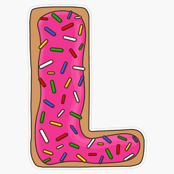 Sweet Strawberry Glazed Donut Letter L Typography Initial Decal For Laptop Phone Sticker