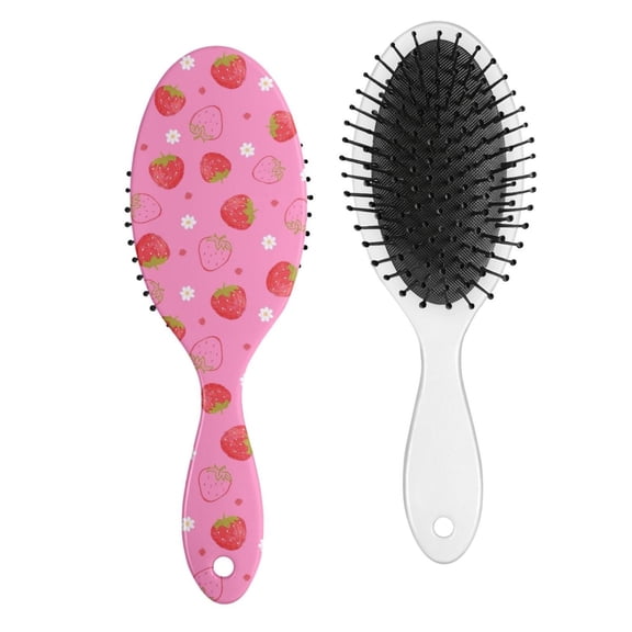 Sweet Strawberry Hair Brush, Cute Red Berry Design Detangling Paddle Brush, Fruit Summer Pattern, Comfortable Grip
