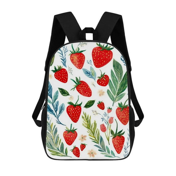 Sweet Strawberry Summer Watercolor Art Large Capacity Backpacks For Teenagers Travel Bags Casual 17In Backpack