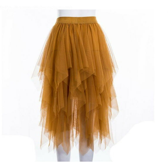 Spring and autumn new irregular stitching fluffy mesh skirt high waist gauze skirt fairy skirt