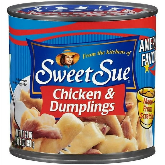 Sweet Sue Chicken & Dumplings, 24 oz Can - Heat and Serve Soup Meal - 14g Protein per Serving - Made from Scratch Recipe ( Pack of 2 )