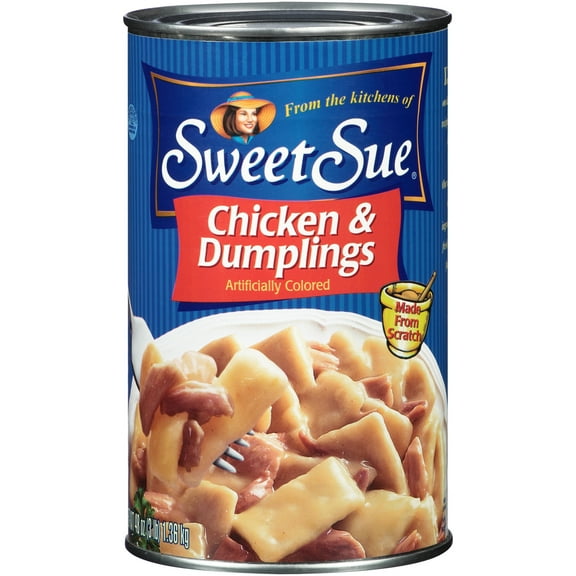 Sweet Sue Chicken and Dumplings, 14g Protein Per Serving, Made from Scratch Recipe, Heat and Serve Meal, Shelf Stable Can, 48 oz