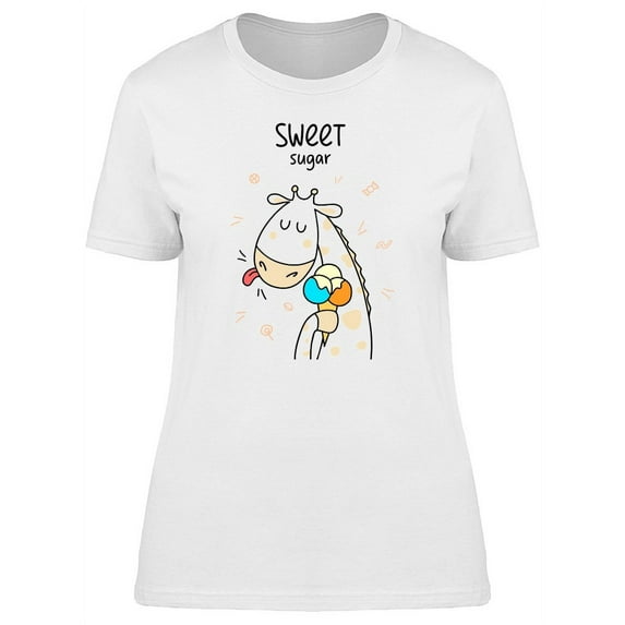 Sweet Sugar Giraffe W/ Ice Cream T-Shirt Women -Image by Shutterstock, Female Small