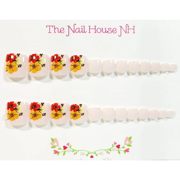 Sweet Summer Press-on Toenails by The Nail House NH - 24 Pieces