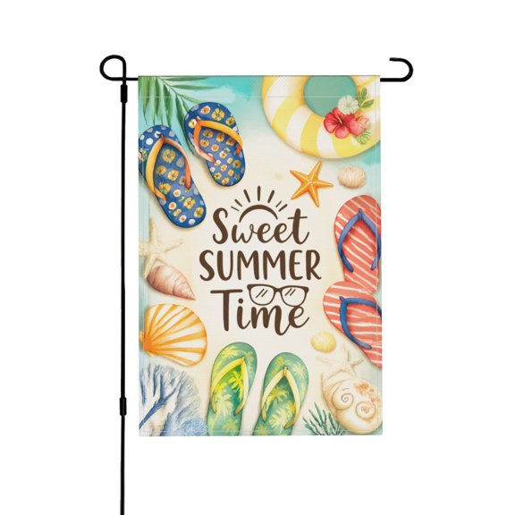 Sweet Summer Time Beach Flip Flops Garden Flag For Yard Outdoor Decoration 12x18 in