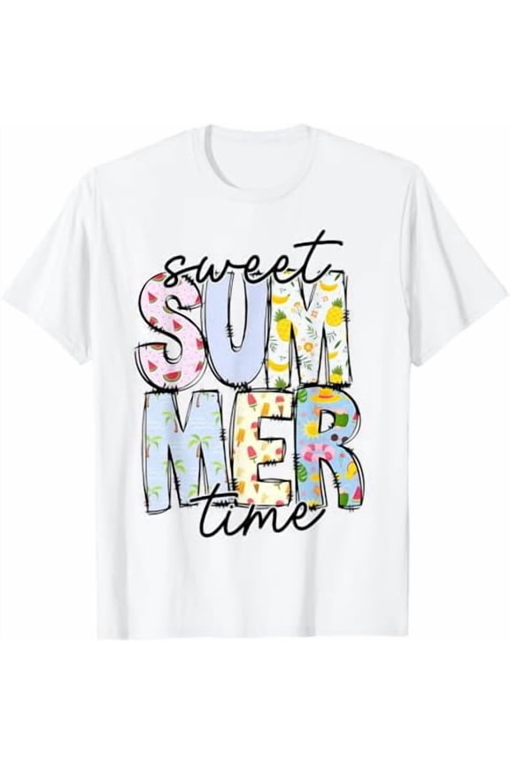 Sweet Summer Time Summer Vibes Women Funny Beach Vacay T-Shirt