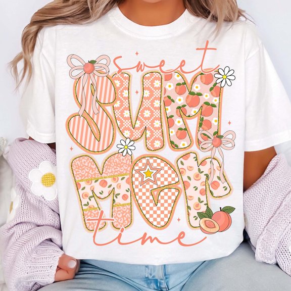 Sweet Summer Time T-shirt, Peach Summer T-shirt, Trendy Summer Vibes T-shirt, Coquette Summer Shirt Design, Just Peachy T-shirt, Girly Summer T-shirt, Peach T-shirt