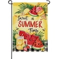 thumbnail image 1 of Sweet Summer Time Watermelon Small Decorative Garden Flag, Ice Cream Lemonade Bee Yellow Yard Lawn Outside Decor, Buffalo Plaid Check Farmhouse Burlap Outdoor Home Decoration Double Sided 12.5x18, 1 of 6