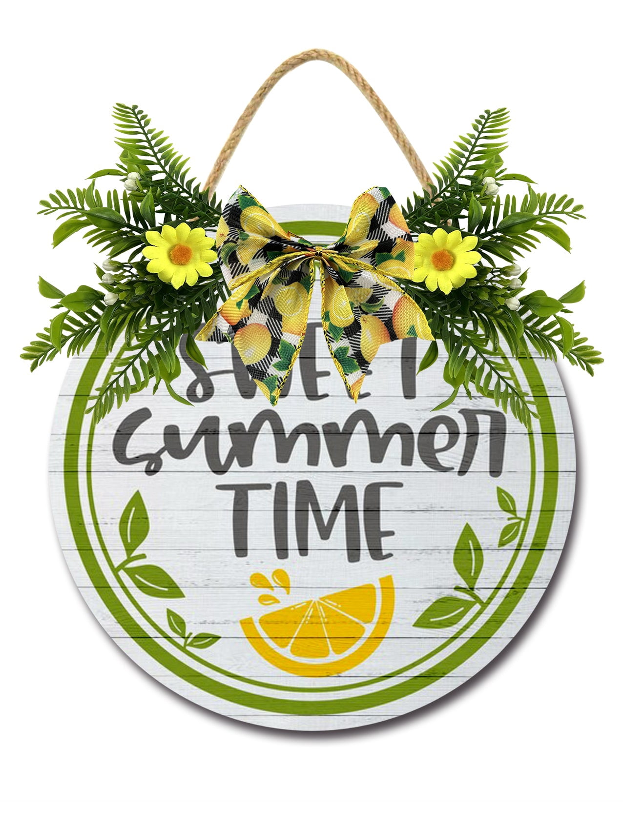 Summertime Sign Sweet Summertime Door Sign Home Decor Round Wood Wreaths Wall Hanging ...