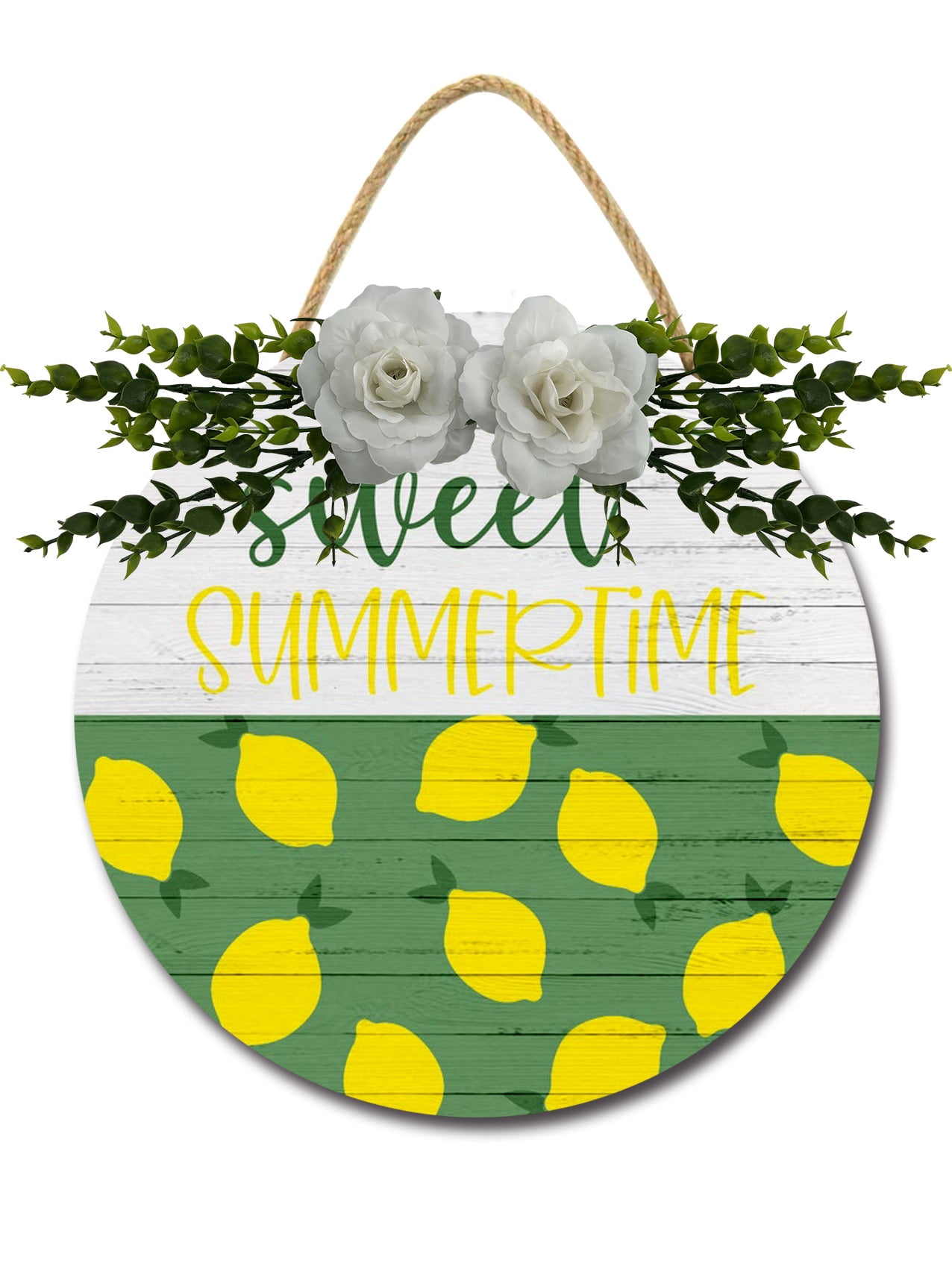 Summertime Sign Sweet Summertime Door Sign Home Decor Round Wood Wreaths Wall Hanging ...