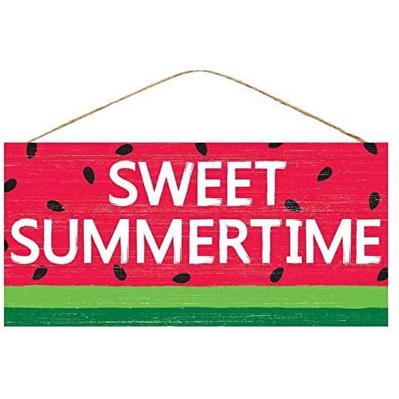Sweet Summertime Watermelon Decorative Sign - 12.5" x 6", 4th of July, Easter, Spring, Summer, Patio, Porch