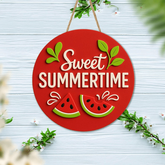 Sweet Summertime Watermelon Slice Door Hanger, Fun Front Door Decor