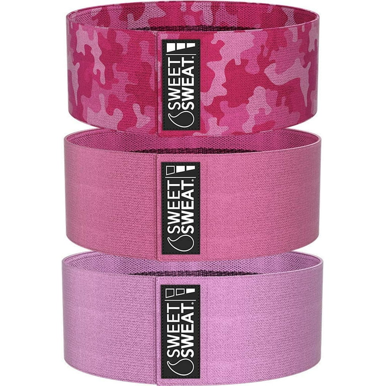 Sweet Sweat Hip Bands with 3 Levels of Resistance Non Slip Fabric Booty Bands for Squats Lunges Includes Free Mesh Carrying Bag Pink Walmart