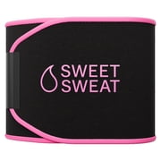 Sweet Sweat Premium Waist Trimmer and Sauna Belt for Men & Women, XL, Black and Pink