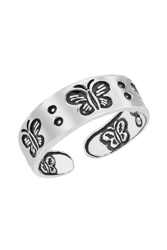 Sweet Symphony of Butterflies .925 Sterling Silver Toe or Pinky Ring