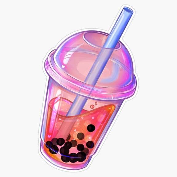 Sweet Tapioca Pearl Bubble Tea Milk Boba Cafe Drink Decal For Water Bottle Sticker