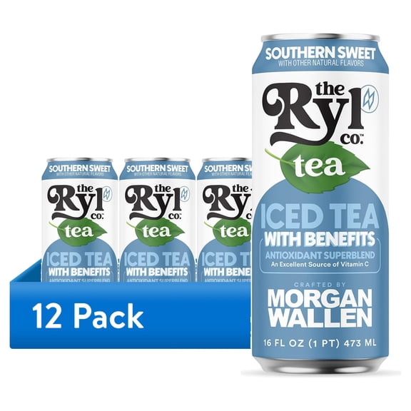 (12 pack) Ryl Iced Tea, Morgan Wallen Sweet Tea, Antioxidant Super blend, Zero Sugar, Low Carb,16.0 oz, Can
