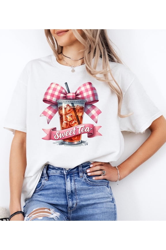 Sweet Tea Shirt, Southern Summer Gingham Bow Graphic Tee TSHIRT All Size S-5XL