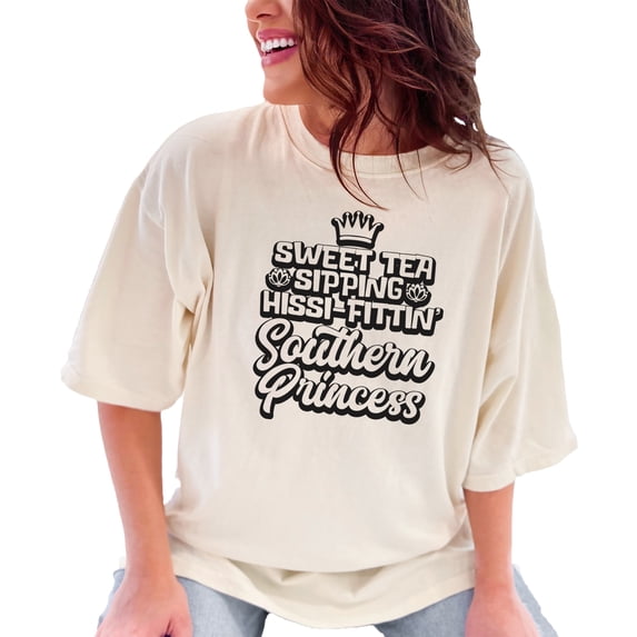 Sweet Tea Sipping Southern Princess, Ivory Comfort Colors T-Shirt, XL
