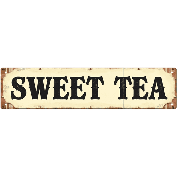 Sweet Tea Southern Tin Sign - 16x4 Inch - Ideal for Kitchen, Porch, Man Cave Decor - Vintage Beverage Signs, Southern Charm
