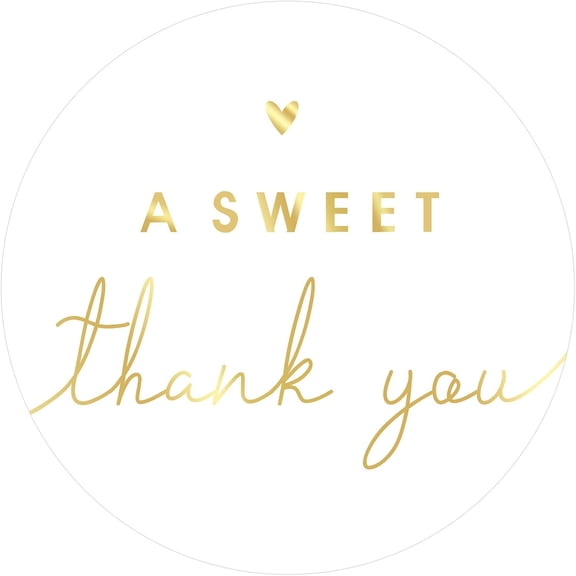 A Sweet Thank You Stickers 120 count 2 Inch  Foil Thank You Stickers | Small Business Personalized Thanks Sticker for Envelope Seals Packaging Bags Wedding  Shower Birthday Party Favors ()