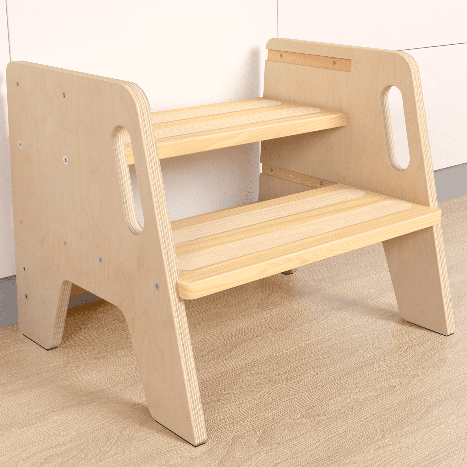 KidKraft Wooden Two-Step Children's Stool with Handles - White