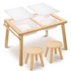 Sweet Time Toddler Sensory Table Chairs, Wood Kids Activity Table with Storage Play Study Furniture