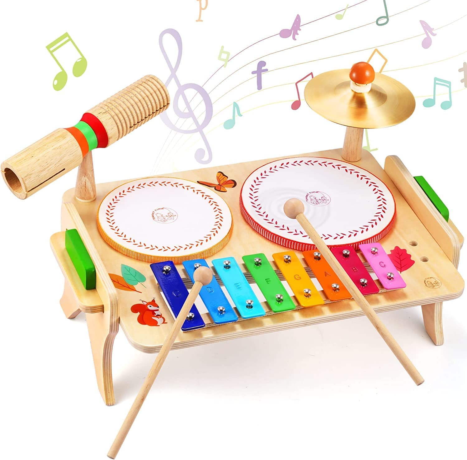 Sweet Time Toddler Drum Set, Montessori Musical Instruments for Child Music Gifts for Kids Drums