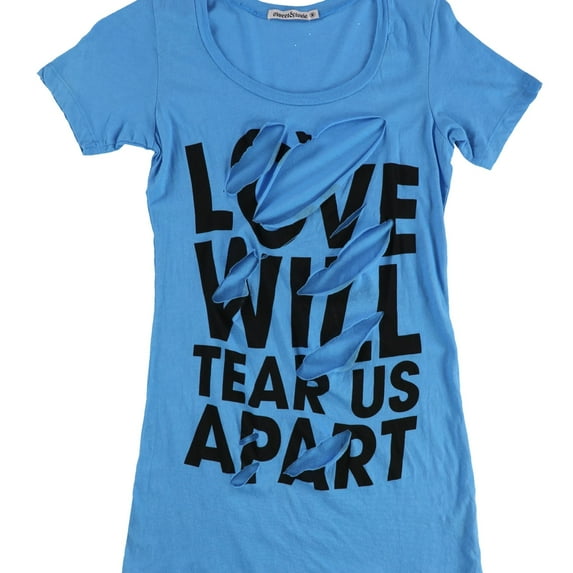 Sweet & Toxic Womens Love Will Tear Us Apart Graphic T-Shirt, Blue, Medium