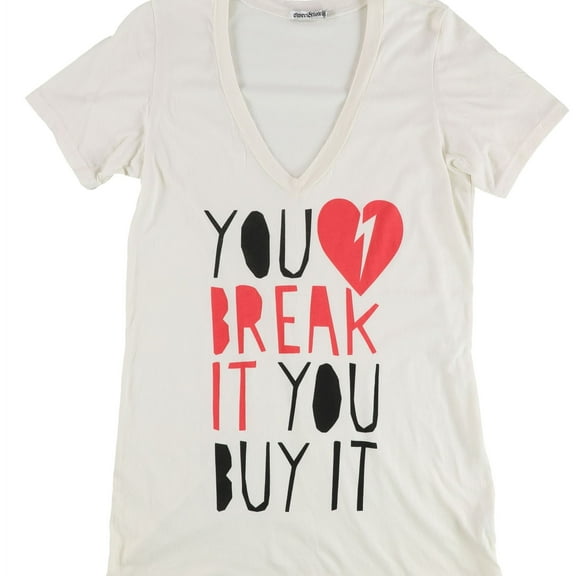 Sweet & Toxic Womens You Break It You Buy It Graphic T-Shirt, Off-White, Small