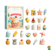 Sweet Treat Baking Advent Calendar Blind Box, 24 Pieces 2D Flat Acrylic Food Ornaments, Dessert Hanging Decor, Unique Novelty Present for Kids, Adults and Baking Enthusiasts