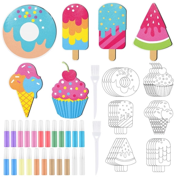 Sweet Treat Sand Art Kits for Kids, 30 Sets DIY Sand Art Pictures with 23 Colored Sands & Brushes, Valentine Exchange Craft Gifts, Easy No Mess Creative Activity for Classroom & Party