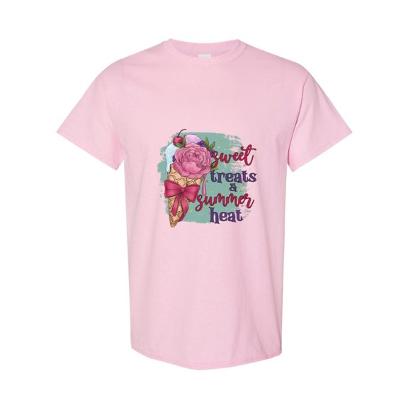 Sweet Treats And Summer Heat Funny Ice Cream Quote Graphic T-Shirt, for men & women, up to size 5XL