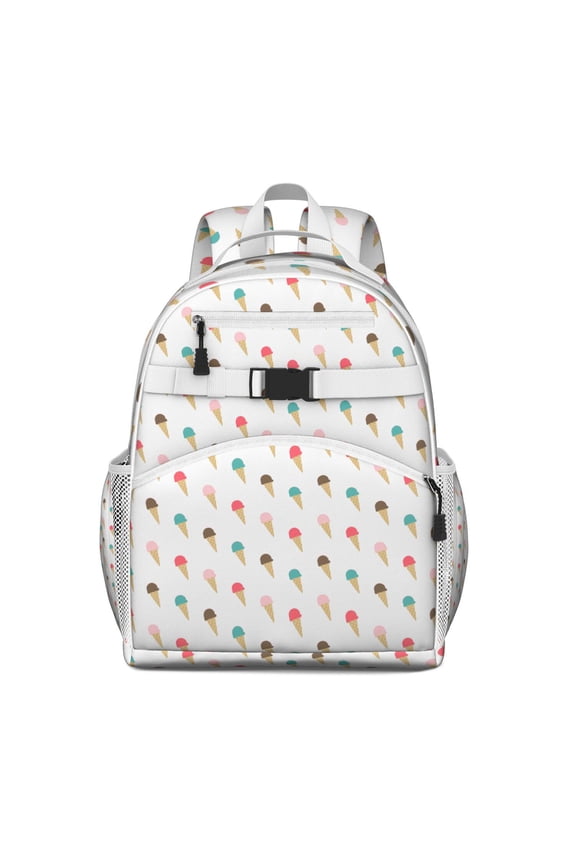 Sweet Treats Backpack with Chest Strap - Waterproof & Durable Book Bag for Students, Colorful Dessert Design & Multiple Pockets