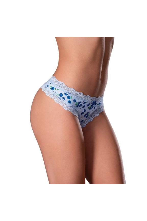 Sweet Treats Crotchless Thong w/Wicked Sensual Care Blueberry Lube - Blue L/XL