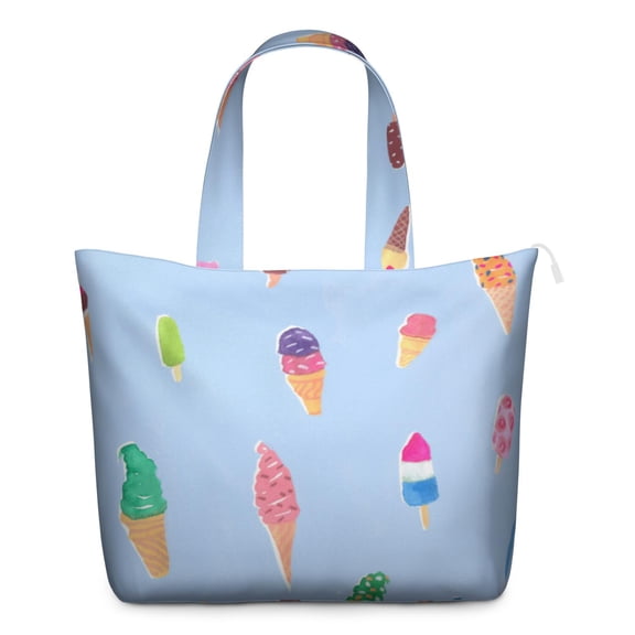 Sweet Treats Food Pattern Themed Weekender Bag Lightweight Travel Tote with Ice Cream Summer Designs, Multipurpose for Gym, Beach, Weekend Use