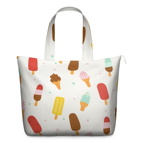 Sweet Treats Food Pattern Themed Weekender Bag Lightweight Travel Tote with Ice Cream Summer Designs, Multipurpose for Gym, Beach, Weekend Use