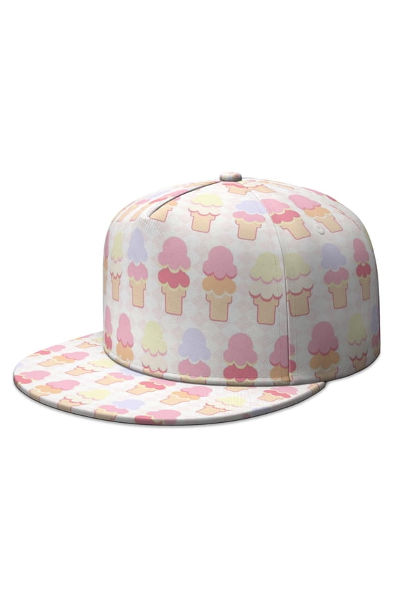 Sweet Treats Hat – Dessert Ice Cream Print Flat Brim Snapback for Men Women, Summer Casual Style