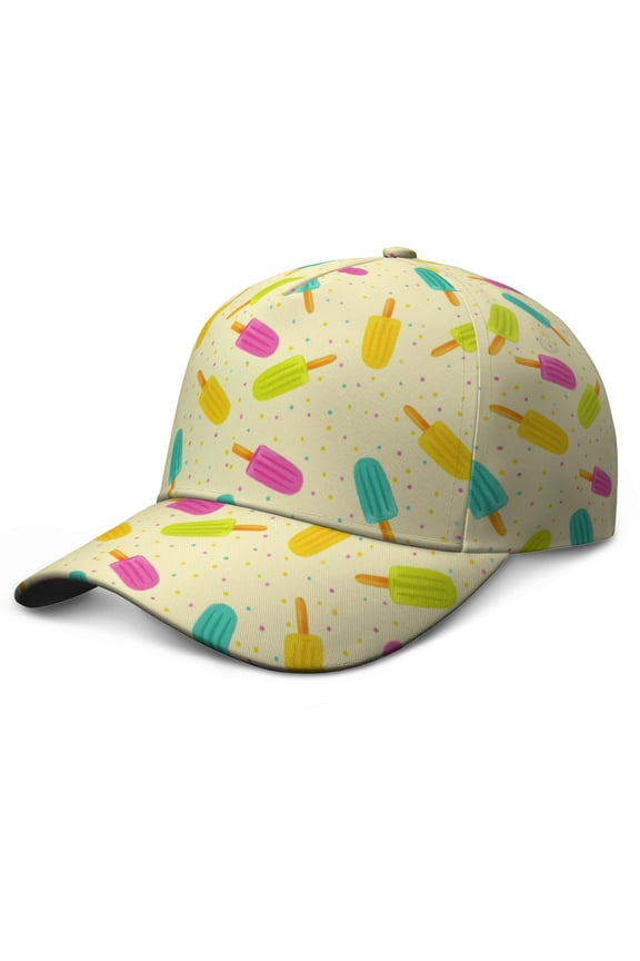 Sweet Treats Ice Cream Baseball Cap - Colorful Dessert Pattern Adjustable Sun Protection Hat